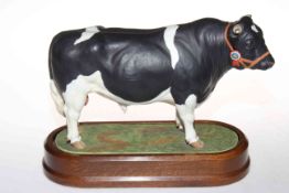 Royal Worcester British Friesian Bull on wood plinth, no. 307.