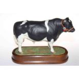 Royal Worcester British Friesian Bull on wood plinth, no. 307.