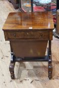 Victorian mahogany writing table, the frieze drawer fitted with writing surface,