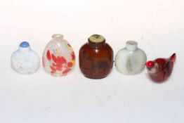 Chinese bird shape snuff bottle and four others (5).