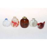 Chinese bird shape snuff bottle and four others (5).