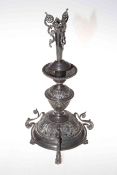 Victorian silver centre piece (lacking bowl and epergne), embossed with masks and on scroll legs,