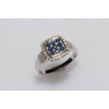 Art Deco style sapphire and diamond ring, set in 10 carat white gold, with gemological certificate.
