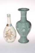 Japanese Satsuma bottle vase painted with warriors, 24cm,