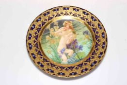 Fine Royal Vienna porcelain cabinet plate painted with water nymphs and lilies, signed Muller,