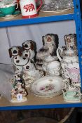 Victorian teaware, pair of Victorian Staffordshire zebra, two Staffordshire figures,