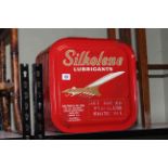 Silkolene Lubricants metal can, 36cm by 36cm.