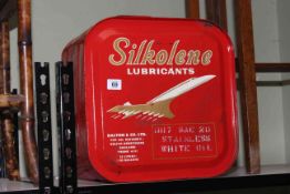 Silkolene Lubricants metal can, 36cm by 36cm.