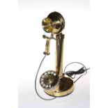 Brass stick telephone, 35cm high.