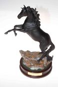 Beswick model 'Cancara' The Black Horse modelled by Graham Tongue on wood plinth with box and