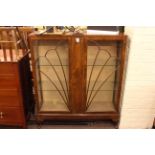 1920's mahogany two door vitrine on cabriole legs.