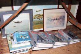 Collection of RAF books, information files, two Coulson and another framed prints.