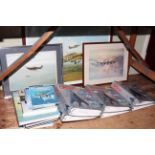 Collection of RAF books, information files, two Coulson and another framed prints.