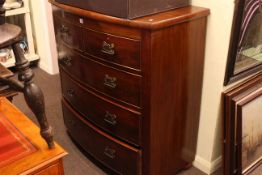 Victorian mahogany bow front chest of two short above three long graduated drawers on bun feet,