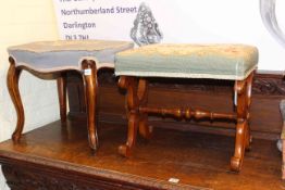 Two Victorian needlework seated stools.