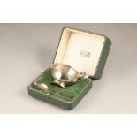 Boxed silver christening set, double handled bowl and a spoon, assay marked London 1908.