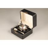 Boxed silver christening set, double handled bowl and a spoon, assay marked Chester 1931. Total