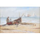 Edwin Hayes RI (English/Irish 1819-1904) Gilt framed watercolour, signed 'Yarmouth Beach' 12cm x