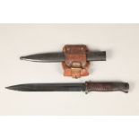 World War II Third Reich German rifle bayonet, steel pommel with push release button, single edged