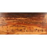 Large framed marquetry plaque 'Alt Nurnberg (Old Nuremberg)' 65cm x 136cm