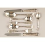 Canteen of silver Kings pattern cutlery, eighty eight pieces in fitted case,