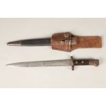 British 1888 pattern bayonet, scabbard and frog. A Victorian Lee Metford 1888 pattern bayonet with a