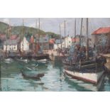 Agnes M Cowieson (Scottish fl 1880-1940) Framed oil on canvas, signed 'Stonehaven Harbour' 32cm x