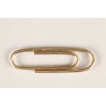 9ct yellow gold money clip in the form of a paper clip. Total weight 11g