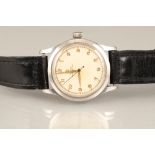 Gents 1940's stainless steel Rolex Oyster Perpertual wrist watch, Bombay style, cream dial with gilt