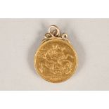 Edwardian gold sovereign 1907, with pendant mount