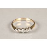 Ladies 18ct gold five stone diamond ring, set with five graduated round, brilliant cut diamonds. The
