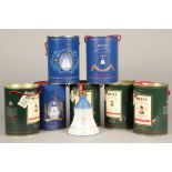 Seven Bells Whisky decanters, including Christmas 1988, 1989, 1990, 1991. Royal decanter Princess