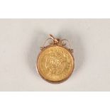 Gold Mexican five pesos coin 1906, with pendant mount. Total weight 5.5g