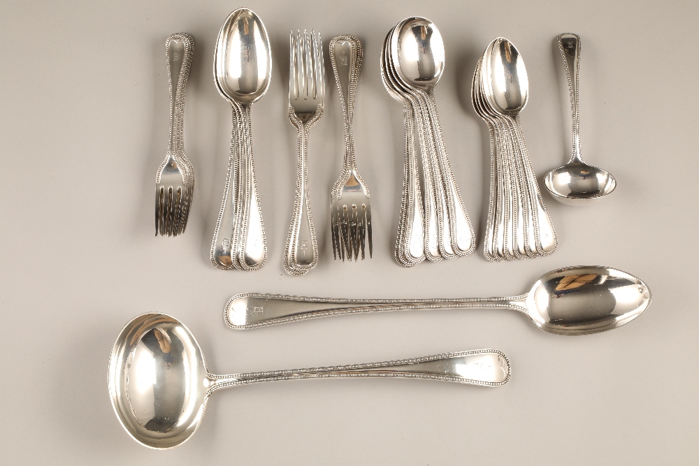 Victorian silver cutlery consisting of; soup ladle, serving spoon, six dinner forks, four spoons,