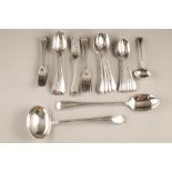 Victorian silver cutlery consisting of; soup ladle, serving spoon, six dinner forks, four spoons,