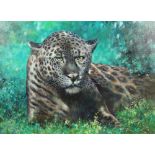 Joel Kirk (British born 1948) ARR Framed oil on canvas, signed 'Jaguar in the Shade' 120cm x 150cm