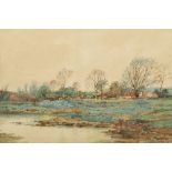 William Beattie Brown RSA (1831-1909) Gilt framed watercolour, signed 'Pastoral Landscape' 32cm x