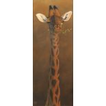 Jonathan Truss ARR Framed oil on canvas, signed 'Portrait of a Giraffe' 90cm x 35cm