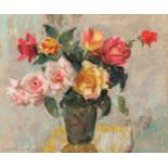 Lena Alexander (Scottish 1899-1983) ARR Framed pastel, signed 'Mixed Roses in a Vase' 50cm x 60cm