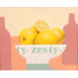 Colin Wilson ARR Framed acrylic, initialled 'Zesty Lemons' 23.5cm x 29cm