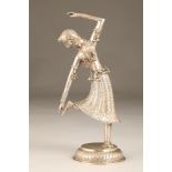 Indian silver figure of a dancing girl, (marked silver to base) circ 1920's. 26cm high
