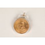 A gold Krugerrand 1981 with 9ct gold pendant mount. Total weight 36.6g