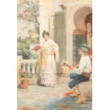 Trevor Haddon R.B.A (1864 - 1941) Gilt framed watercolour, signed lower right 'A Spanish Troubador -