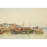 James Gilmour (Scottish c1867 - 1937) Framed watercolour, signed and dated 1929 'Returning Fishing