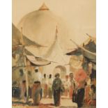 Ngwe Gaing (Burmese 1901 - 1967) Framed watercolour, signed 'Kaunghmudaw Pagoda, Sagaing Myanmar'