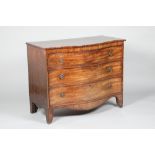Victorian mahogany three drawer serpentine fronted chest, 140.5cm long 59cm wide 91cm high