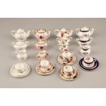 Three sets of six piece Coalport bone china miniature tea sets; cup, saucer, plate, sugar, cream and