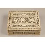 George III French prisoner of war carved bone jewellery box, finely carved pierced panels, hinged