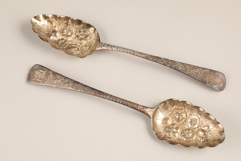 Pair of George III silver berry spoons, Assay marked London 1803, maker W.S. 129g