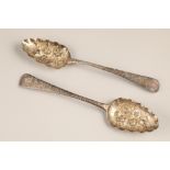 Pair of George III silver berry spoons, Assay marked London 1803, maker W.S. 129g